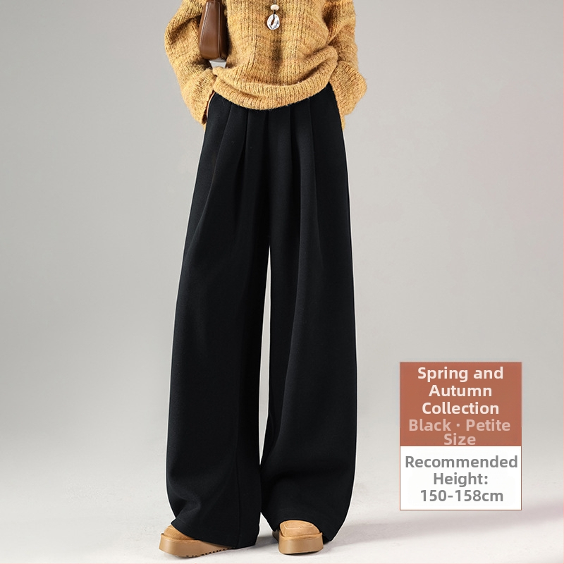 Φαρδιά παντελόνια από μείξη μαλλιού και πολυεστέρα, με επένδυση φλίς, ψηλόμεσα, παχιά για τον χειμώνα 2025, casual στυλ