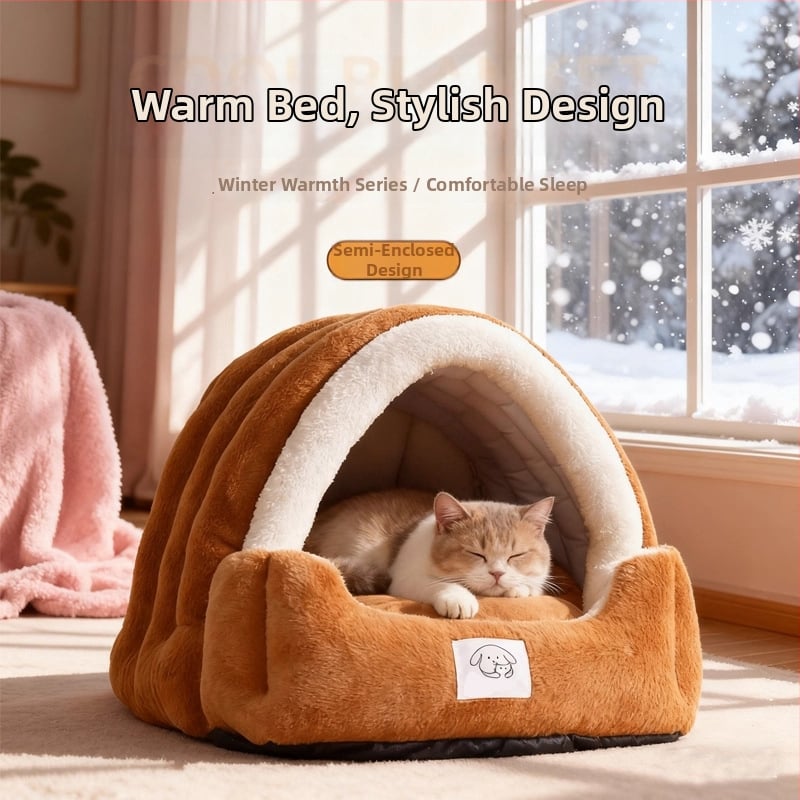 Котешко гнездо за всички сезони със сваляща се облицовка за пране, топла високоеластична пяна и 3D мрежеста повърхност