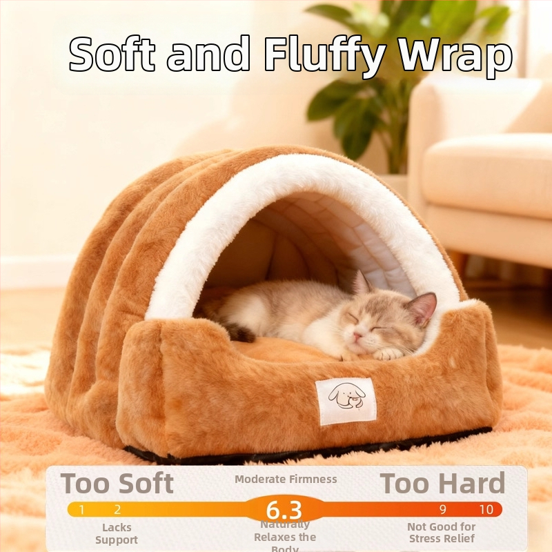 Котешко гнездо за всички сезони със сваляща се облицовка за пране, топла високоеластична пяна и 3D мрежеста повърхност