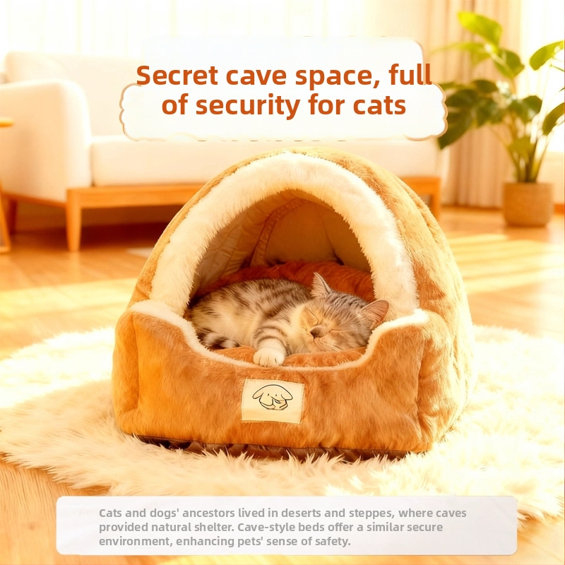 Котешко гнездо за всички сезони със сваляща се облицовка за пране, топла високоеластична пяна и 3D мрежеста повърхност