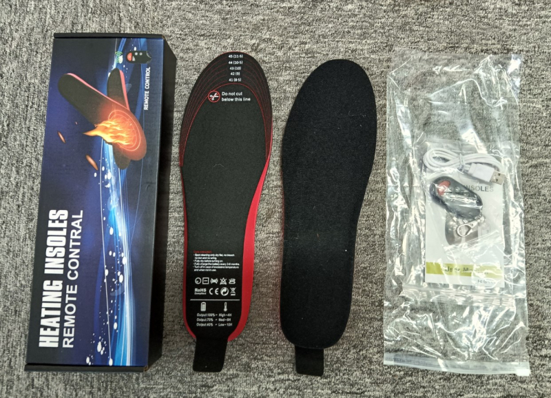 Електрически отоплящи стелки за обувки, безжично управление, три нива на температурата, рязаеми за различни размери, USB зареждане, литиева батерия