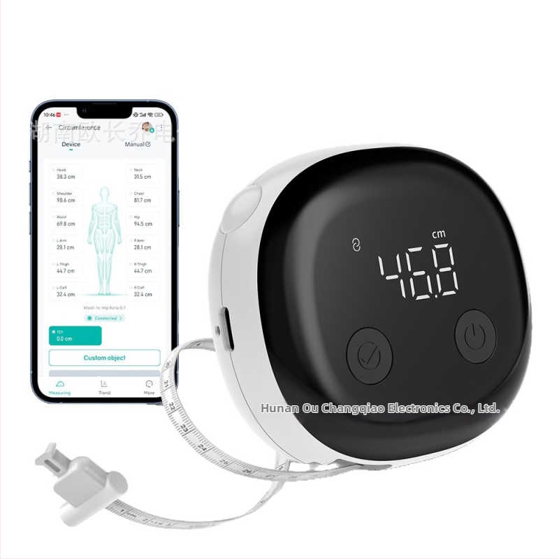 Inteligentná Bluetooth meracia pás na obvod pása, automatické vysúvanie, prenosné ABS telo, model OCQ-823, rozsah 150 cm