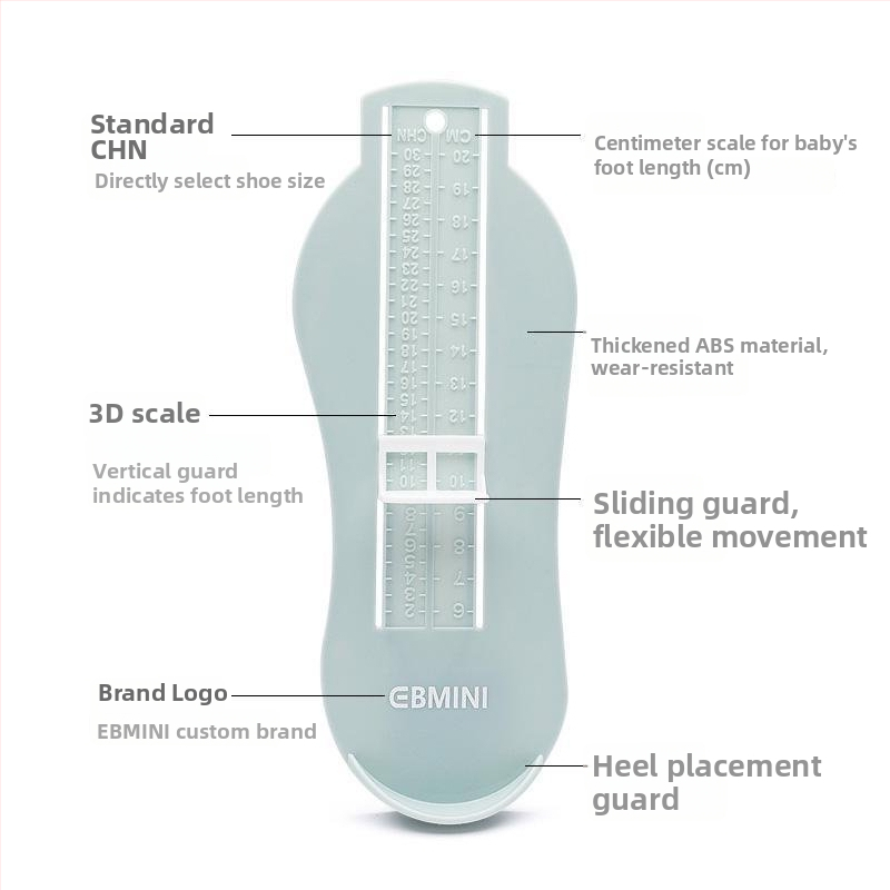 Ebmini Merací nástroj na dĺžku nohy pre deti – Plastový, pôvod: Wenzhou, Zhejiang, určený pre detské topánky
