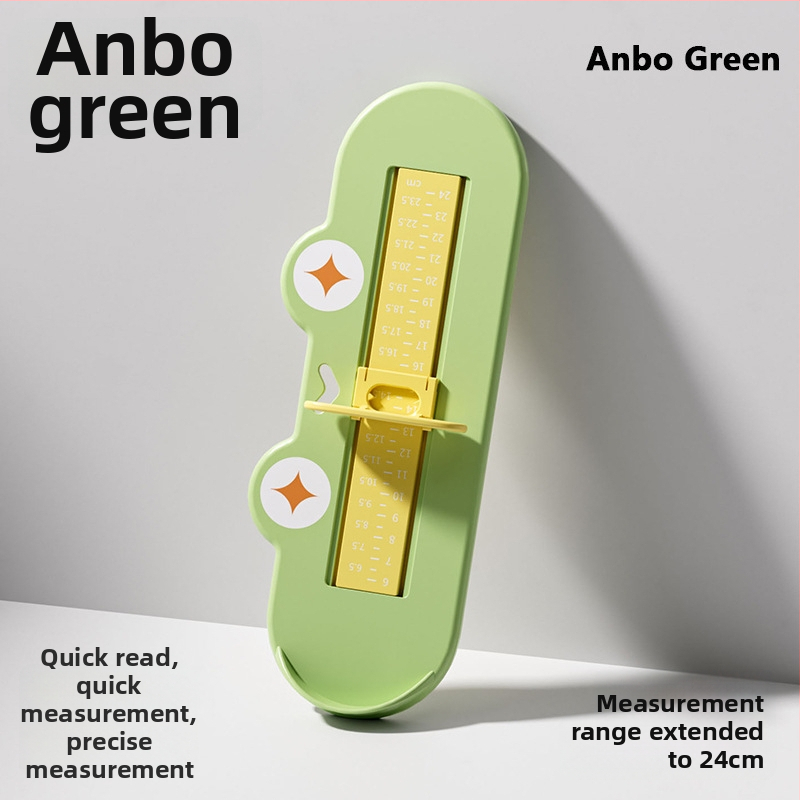 Detský merací nástroj na nohu — meria dĺžku nohy a vnútornú dĺžku topánky; Materiál: ABS plast; Veková kategória: 1–12 rokov; Štýl: Cartoon Paradise; Balenie: jedno balenie