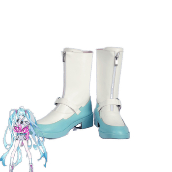 Cosplay cipele za Miku, ravni vrh prsta, gornji dio od kože druge klase, drvena podstava, klinični potpetice >8 cm, za žene