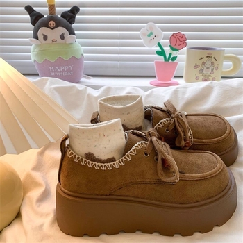 Botine dama cu platformă, vârf pătrat, partea superioară din piele sintetică, slip-on, toc cu înălțime crescătoare