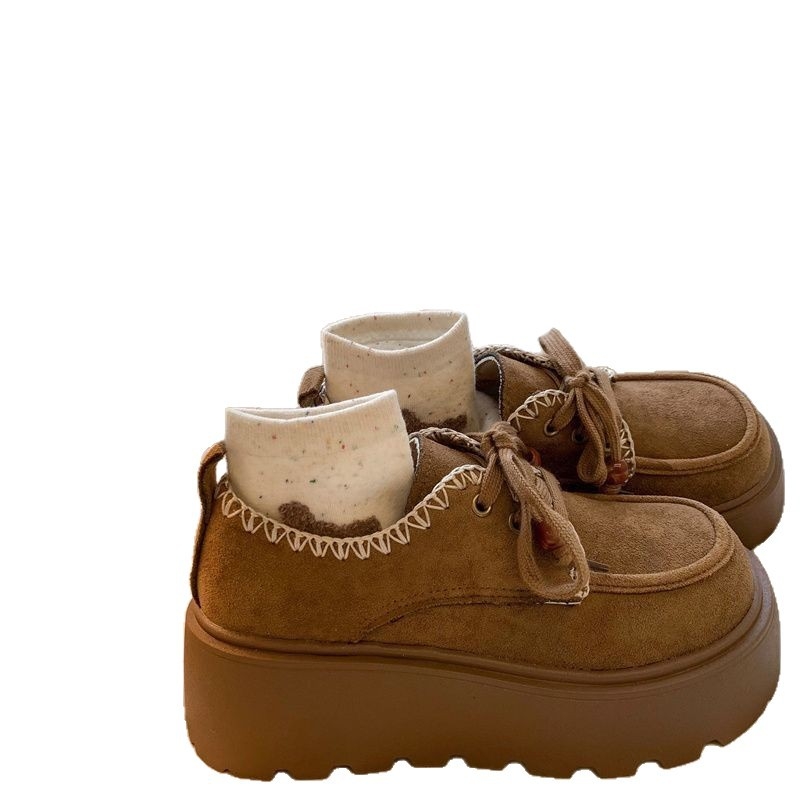 Botine dama cu platformă, vârf pătrat, partea superioară din piele sintetică, slip-on, toc cu înălțime crescătoare