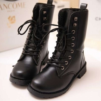 Cosplay čizme srednje visine, Unisex, PU gornji dio, gumeni đon, okrugli vrh, prednje vezivanje šnorama