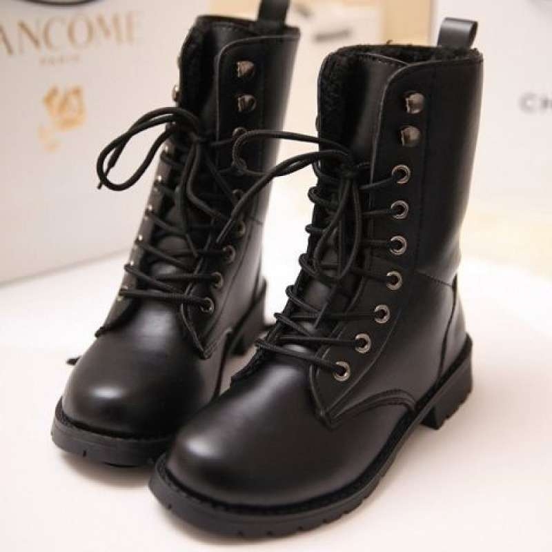 Cosplay čizme srednje visine, Unisex, PU gornji dio, gumeni đon, okrugli vrh, prednje vezivanje šnorama