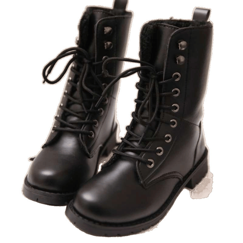 Cosplay čizme srednje visine, Unisex, PU gornji dio, gumeni đon, okrugli vrh, prednje vezivanje šnorama