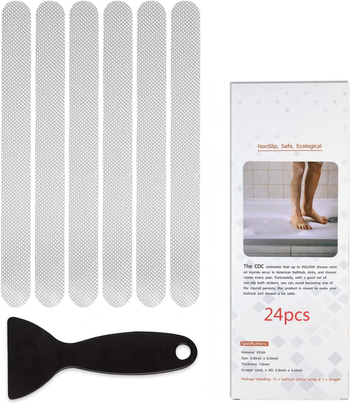 Διαφανείς αντιολισθητικές αυτοκόλλητες ετικέτες μπανιέρας και ντους, με ισχυρή κόλλα, PE βάση, κατάλληλες για υγρές επιφάνειες, ποικιλία σχημάτων σε πακέτα