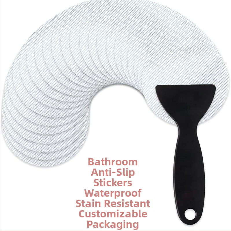 Priehľadné protišmykové samolepiace štítky do vane a sprchy, s pevným lepidlom, PE základom, rôzne tvary a balenia