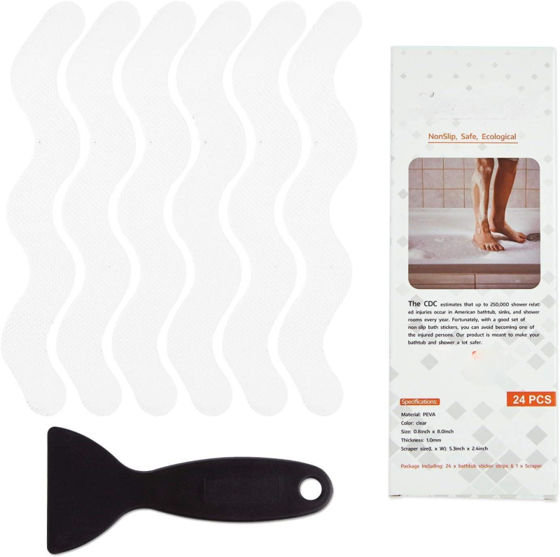 Διαφανείς αντιολισθητικές αυτοκόλλητες ετικέτες μπανιέρας και ντους, με ισχυρή κόλλα, PE βάση, κατάλληλες για υγρές επιφάνειες, ποικιλία σχημάτων σε πακέτα