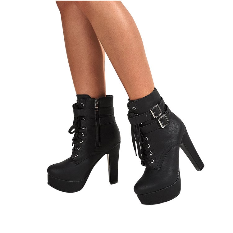 Női Cosplay Martin csizmák vastag sarkú, sarokmagasság meghaladja a 8 cm-t, oldalsó cipzár, PU felsőrész, gumi talp