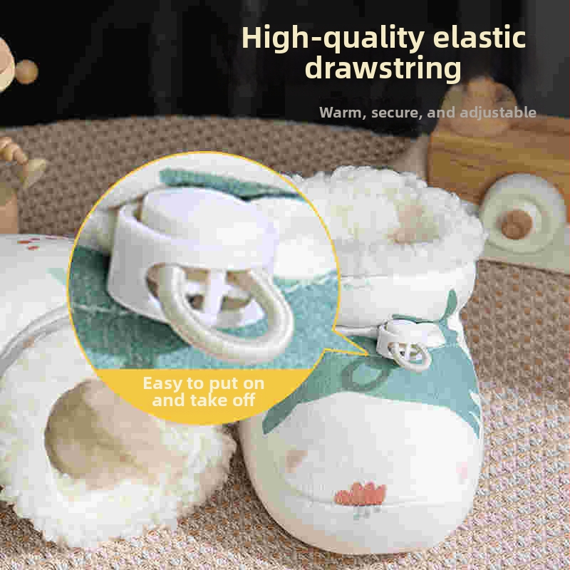 Dojčenské bavlnené topánky a ponožky s ochranou proti poškriabaniu a mäkkou podrážkou, s cartoon dizajnom, na zimu