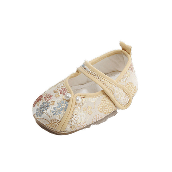 Kínai-stílusú babacipő lányoknak, pamut felsőrész, Velcro-záródás, 12-36 hónap