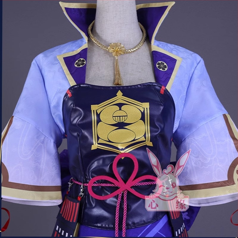 Costum cosplay Kamisato Ayaka de la Lily Tower — țesătură Spandex 70–80%, pentru roluri în jocuri