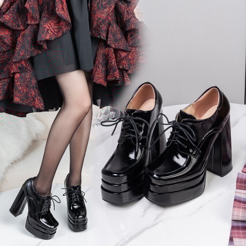 Pantofi dama cu talpă groasă, vârf rotund, partea superioară din PU artificial, model craniu, primăvara 2025