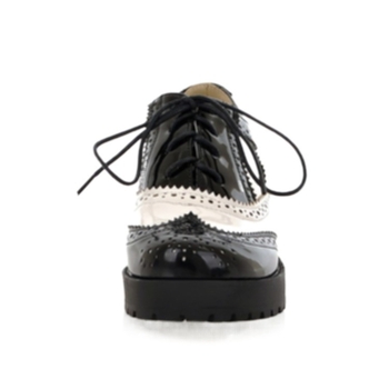 Lolita cosplay cipele s vezanjem, dizajn u blok boja, srednji pet; gornji dio od reciklirane kože, potplat od gume, unutrašnjost PU, britanski stil.