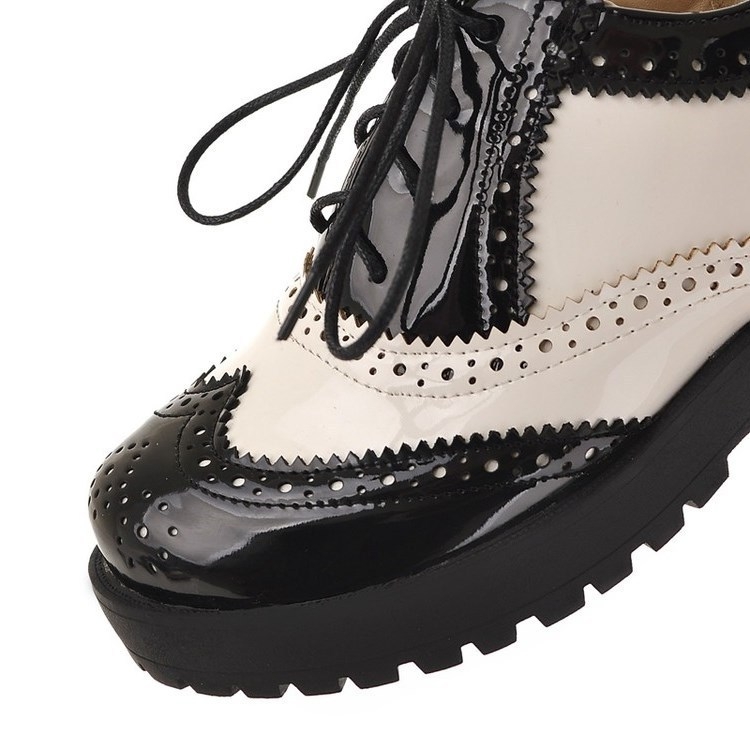 Lolita cosplay cipele s vezanjem, dizajn u blok boja, srednji pet; gornji dio od reciklirane kože, potplat od gume, unutrašnjost PU, britanski stil.