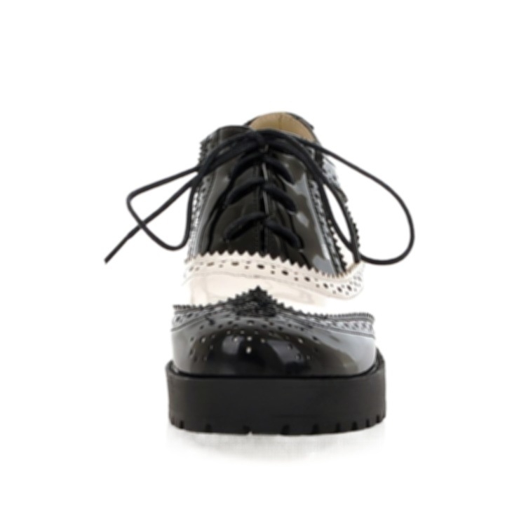 Lolita cosplay cipele s vezanjem, dizajn u blok boja, srednji pet; gornji dio od reciklirane kože, potplat od gume, unutrašnjost PU, britanski stil.