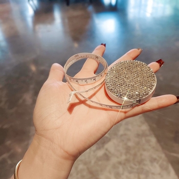 Bandă de măsurat mini, încrustată cu diamante, portabilă, cu măsurători pentru talie, șolduri și bust, corp din plastic, model 00000, utilizări multiple