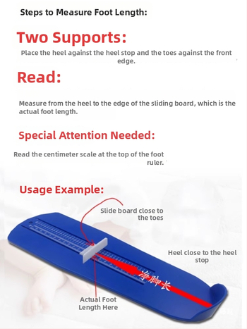 Merací nástroj na dĺžku chodidla pre batoľatá, deti a dospelých – ABS plast