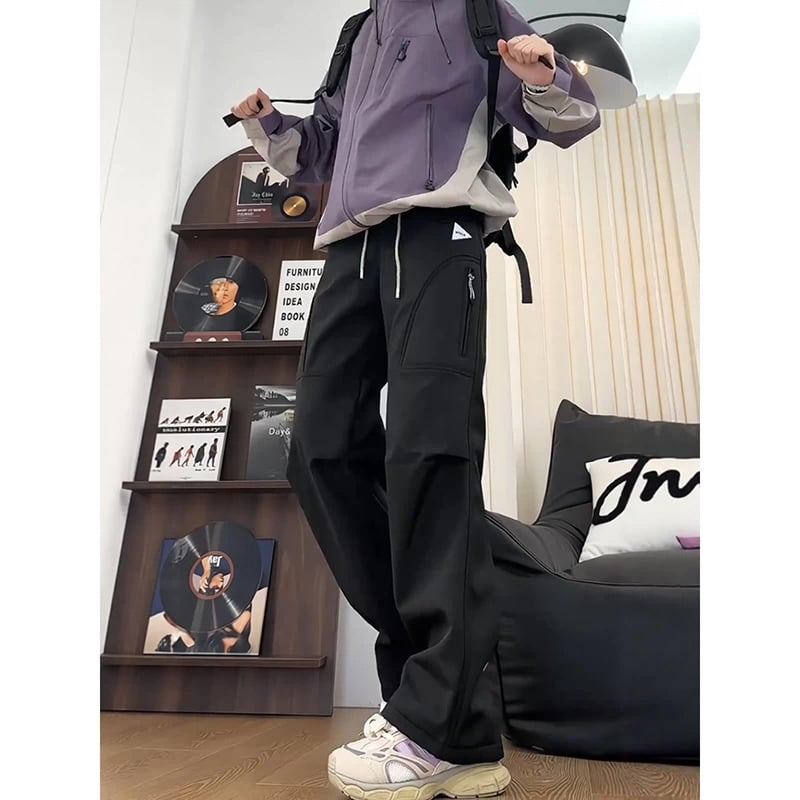 Pantaloni de schi cu căptușeală de fleece, rezistenți la vânt și impermeabili pentru drumeții în aer liber (căptușeală de fleece, rezistenți la vânt, impermeabili, drumeții în aer liber, bărbați adulți)