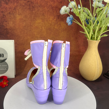 Cosplay обувки - стил принцеса, горна част микрофибър, кръгъл нос, цип за закопчаване, клиновиден ток