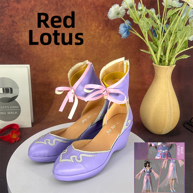 Cosplay topánky - Princezná štýl, vrchná časť mikrovlákno, okrúhla špička, zips, klinový podpätok