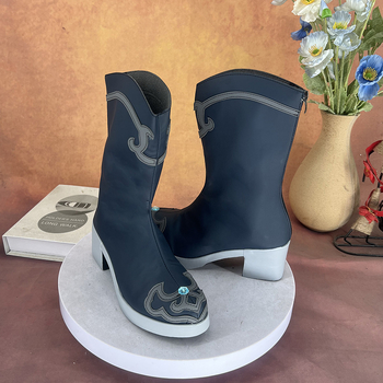 Ghete cosplay pentru fete, vârf rotund, partea superioară din Super Fiber, toc de 6–8 cm, talpă PU