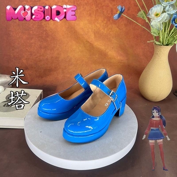 Sandale cosplay pentru femei, vârf rotund, partea superioară din microfibră, talpă PU, toc mediu 3–5 cm, potrivite pentru toate anotimpurile