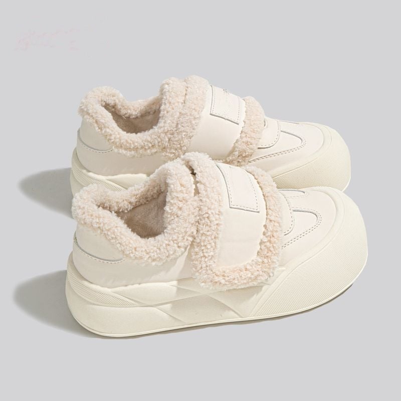 Pantofi dama cu talpă groasă pentru iarnă, partea superioară din piele sintetică, vârf pătrat, șireturi, talpă din cauciuc