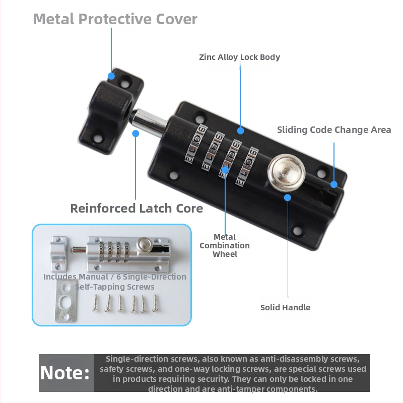 HD09 Jelszós zár külső fa ajtókhoz, rozsdamentes acél és cinkötvözet, JINHAO
