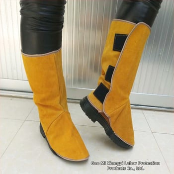 Προστατευτικά πέλματα συγκόλλησης από δύο στρώσεις βοδινού δέρματος, υψηλό επάνω μέρος, ανθεκτικά στη φθορά, θερμομονωτικά, προστασία από σπινθήρες