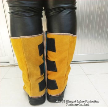 Προστατευτικά πέλματα συγκόλλησης από δύο στρώσεις βοδινού δέρματος, υψηλό επάνω μέρος, ανθεκτικά στη φθορά, θερμομονωτικά, προστασία από σπινθήρες