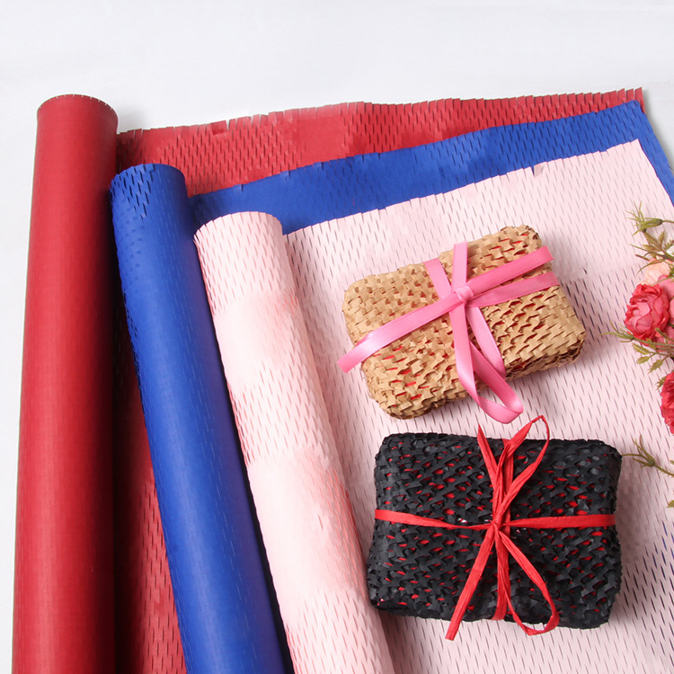 Ajándékcsomagoló papír esküvői csokrokhoz, Kraft papír nyomtatással, méhsejt-textúra, márka yohpack, 80 g/m².