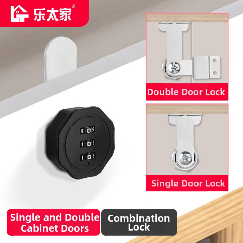 Fiók- és szekrényzár dupla ajtós szekrényekhez – cink ötvözet, modell Toggle Lock, márka Le Tai's Home, modern és egyszerű stílus