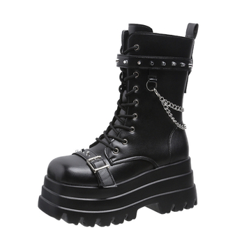 Martin čizme do srednjeg lista, korejskog stila, PU gornji dio, zaobljena vrh, kvadratni potpetica 6-8 cm