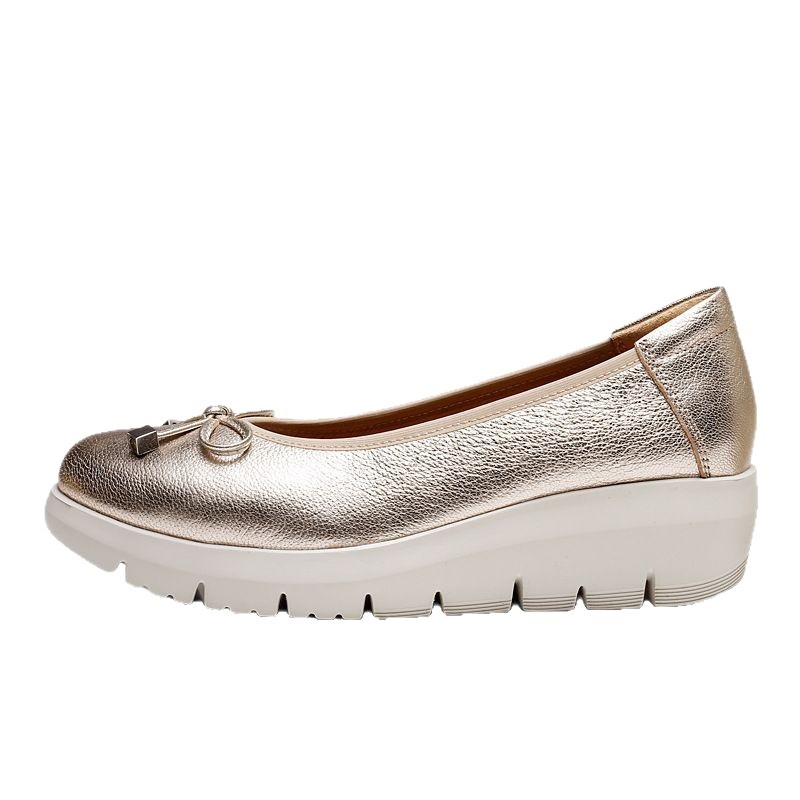 Ženske PU loaferice, slip-on, klinasti pet, zaobljen vrh, debela gumena potplata