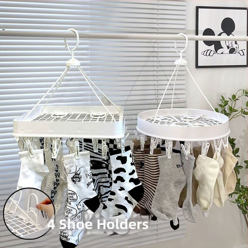 Podlahová sušička na odevy so viacerými klipsmi, nastaviteľná a zložitelná, plastová