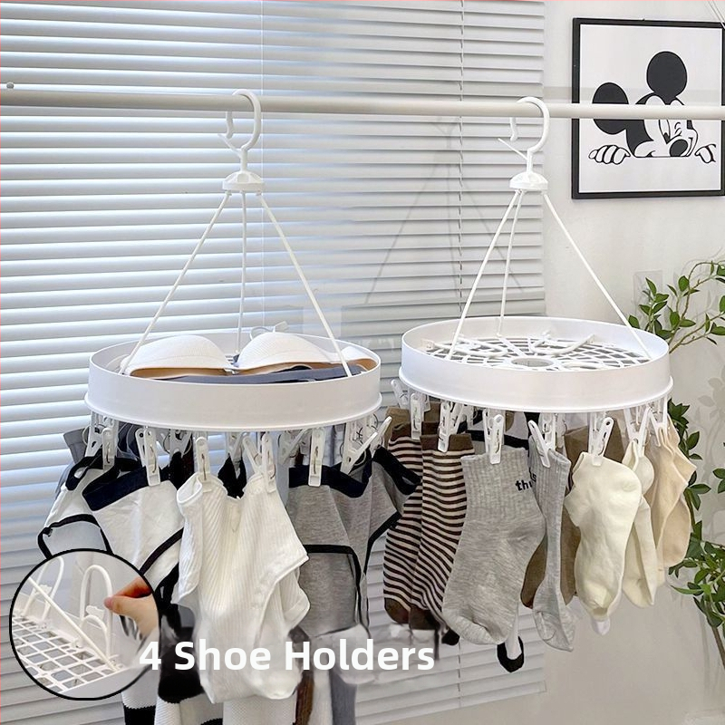 Podlahová sušička na odevy so viacerými klipsmi, nastaviteľná a zložitelná, plastová