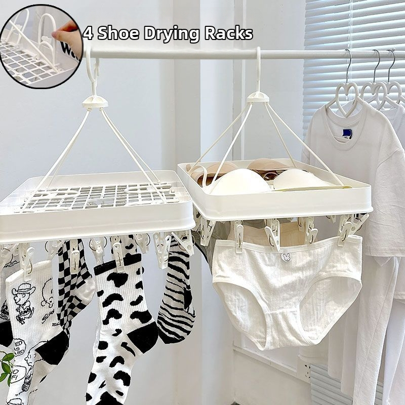 Podlahová sušička na odevy so viacerými klipsmi, nastaviteľná a zložitelná, plastová