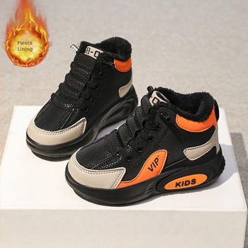 Detské slip-on topánky s plyšovou výstelkou, teplé na jeseň-zimu, z ABS plastu