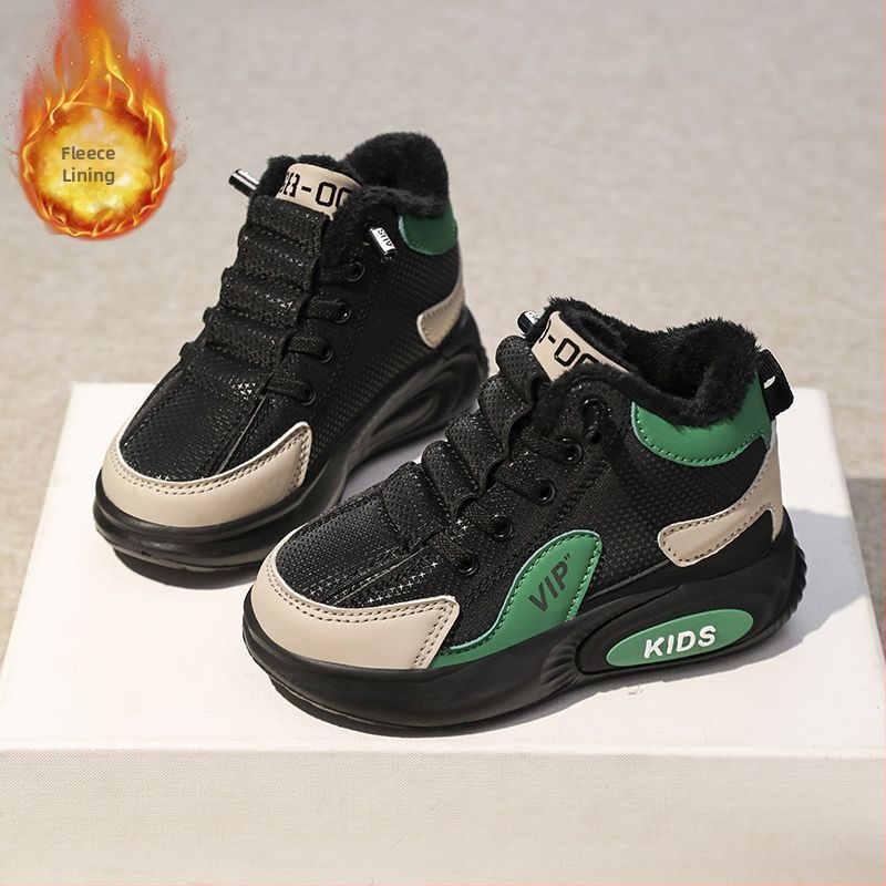 Detské slip-on topánky s plyšovou výstelkou, teplé na jeseň-zimu, z ABS plastu