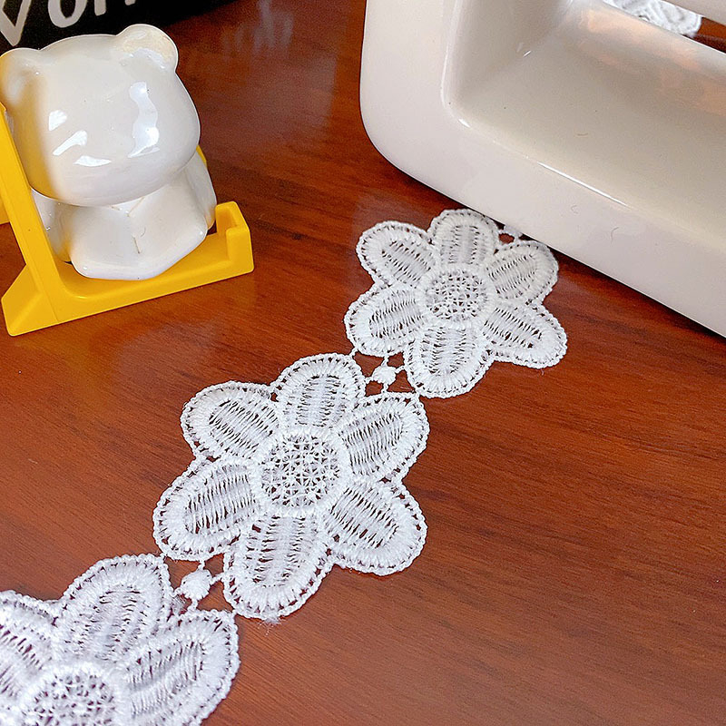 Dantelă Milk Silk cu flori solubile în apă pentru accesorii de păr de mireasă Baisheng KL1-8