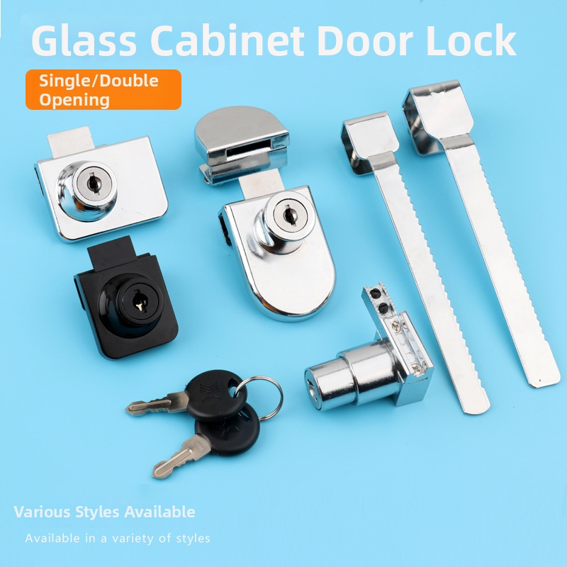 Üvegvitrines szekrényzár - Modell 409, Xinlefu, anyag: cink ötvözet + vas, üveg vitrines ajtókhoz, modern minimalist stílus