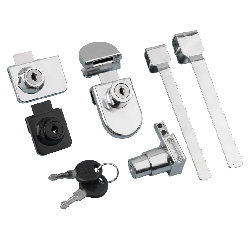 Üvegvitrines szekrényzár - Modell 409, Xinlefu, anyag: cink ötvözet + vas, üveg vitrines ajtókhoz, modern minimalist stílus