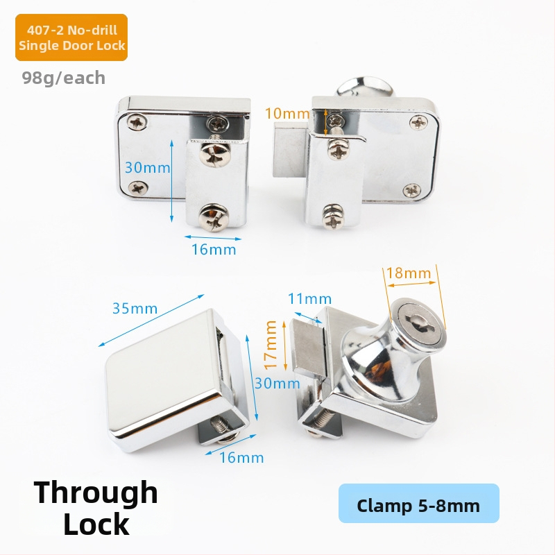 Üvegvitrines szekrényzár - Modell 409, Xinlefu, anyag: cink ötvözet + vas, üveg vitrines ajtókhoz, modern minimalist stílus