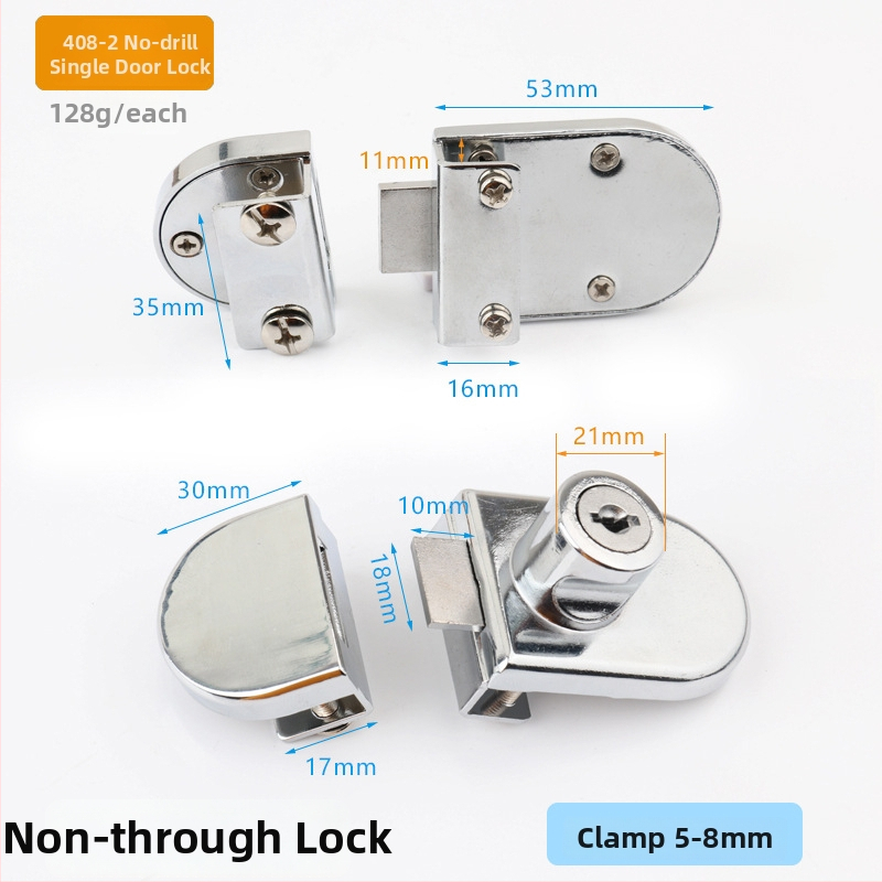 Üvegvitrines szekrényzár - Modell 409, Xinlefu, anyag: cink ötvözet + vas, üveg vitrines ajtókhoz, modern minimalist stílus